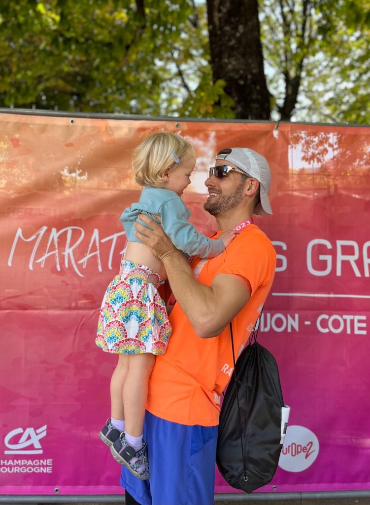 Hugging my daughter after a 10k race